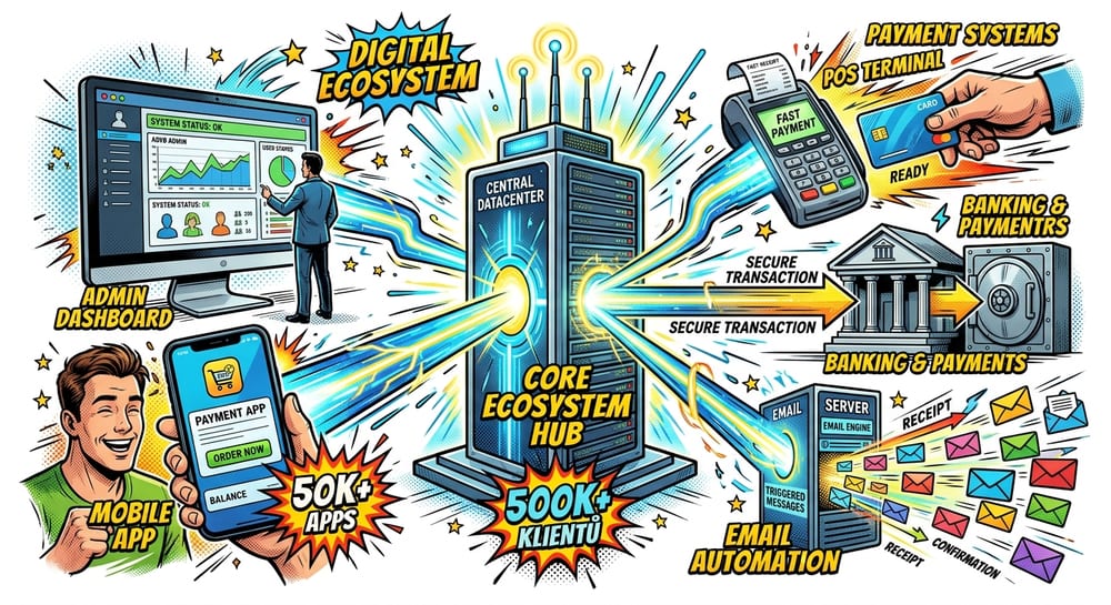 Connected ecosystem of applications, services, IoT and external systems